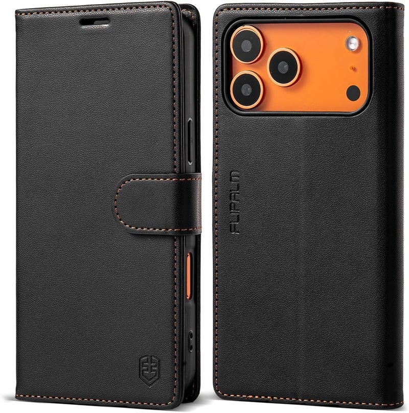 FLIPALM Wallet Case for iPhone 17 pro with Credit Card Holder,PU Leather Folio Flip Kickstand Protective Shockproof Cover for Apple 17 pro Phone Case (Black, for iPhone 17 Pro - 6.3'') - Image 1